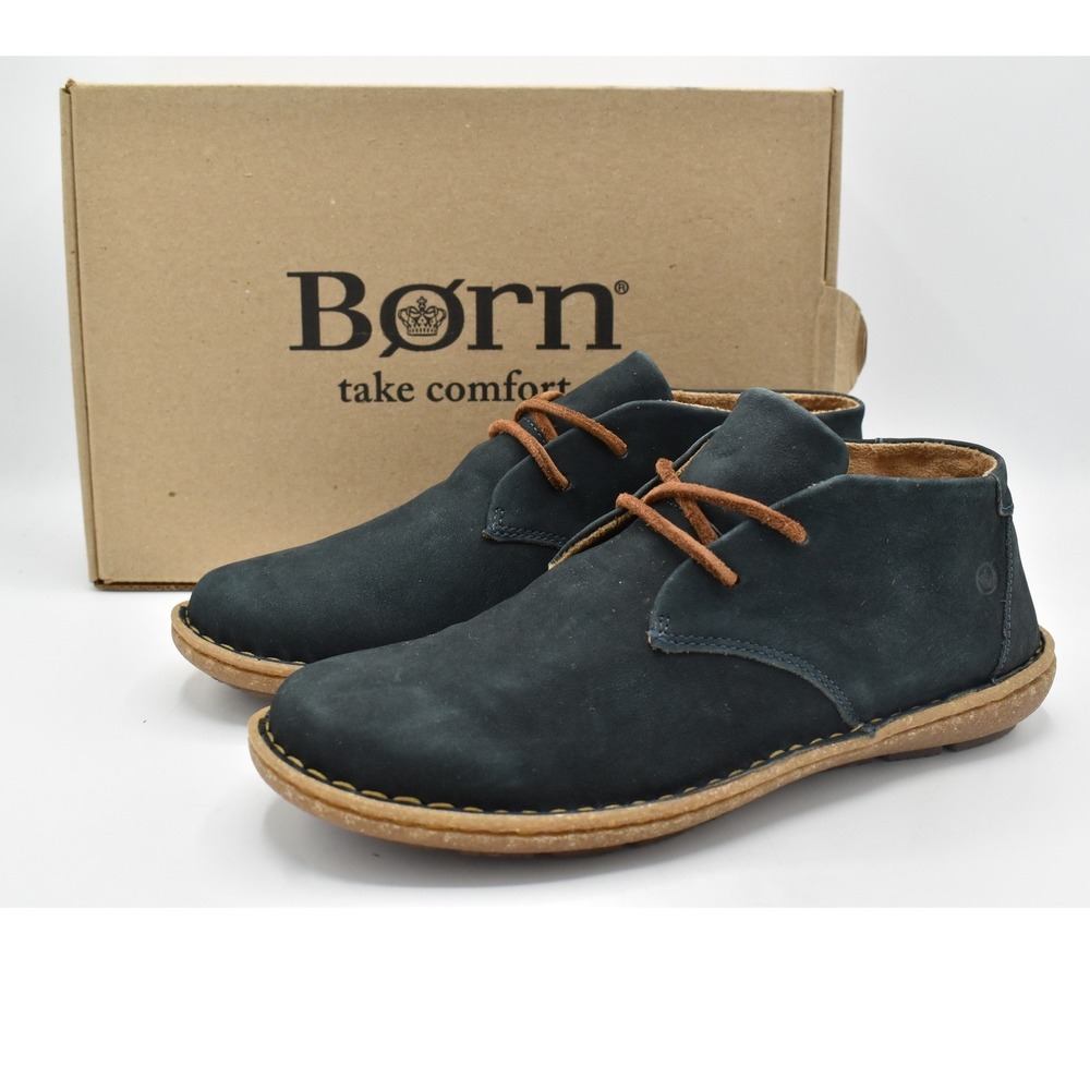 Born Nuala II Chukka Boots Women 7 Sailor Navy Blue Nubuck Leather Lace Up